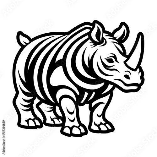 A glyph style icon showing a rhino mascot