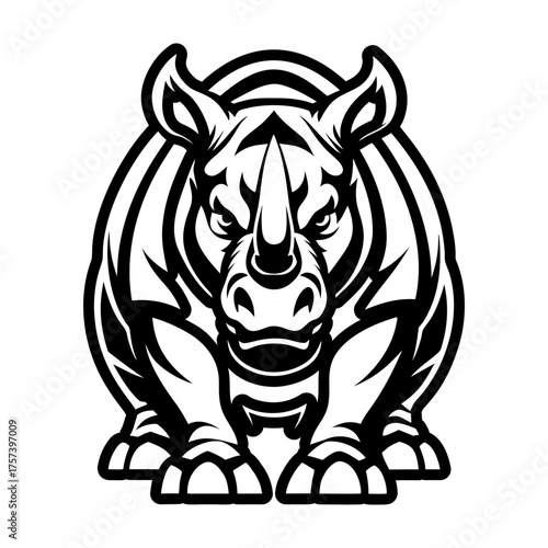 A glyph style icon showing a rhino mascot