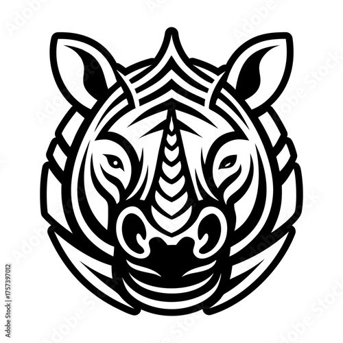 A glyph style icon showing a rhino mascot