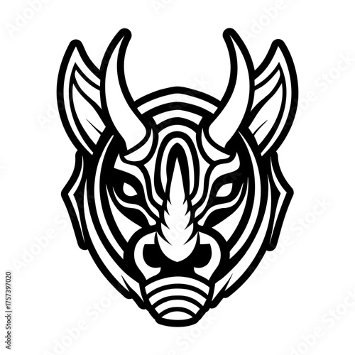 Glyph style icon showing a rhinoceros symbol
