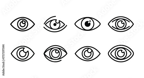 Set of eye icons isolated on white background in line style for design