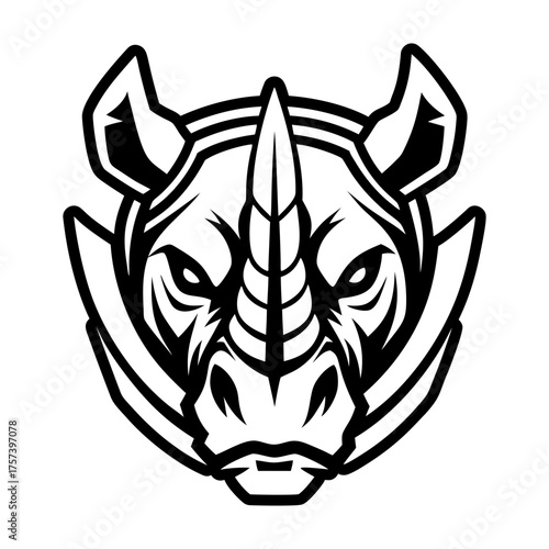 A glyph style icon showing a rhinoceros head