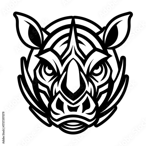 A filled style icon representing a rhinoceros face