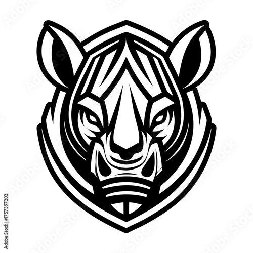 A glyph style icon showing a rhino mascot