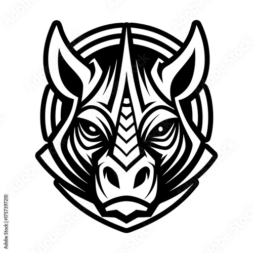 Glyph style icon showing a rhino head