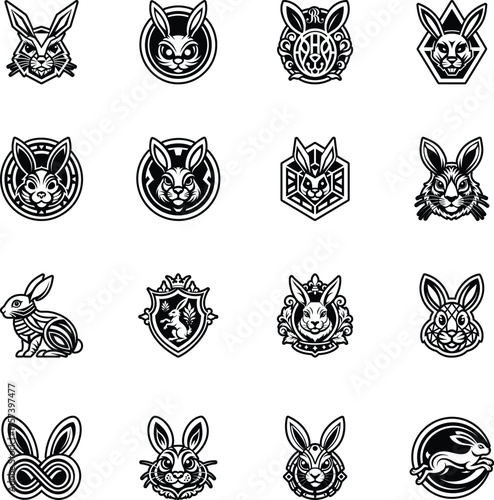 Collection of Glyph Style Rabbit Logos 

