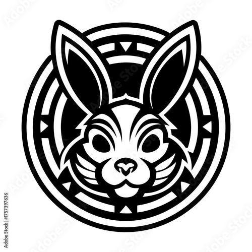 A glyph style icon showing a rabbit mascot