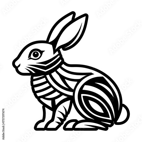 A glyph style icon showing a hare head