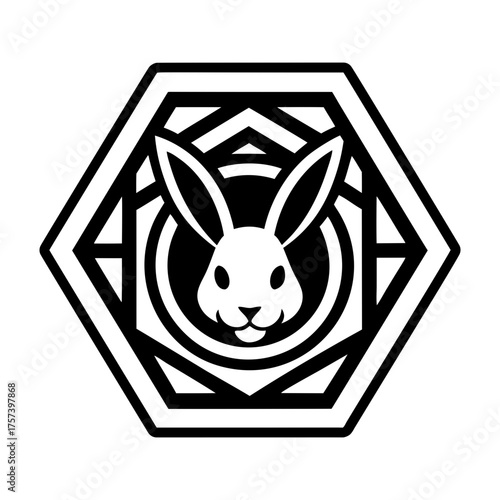 A glyph style icon showing a rabbit mascot
