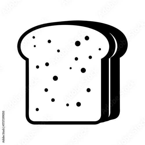 Monochrome Graphic Slice of Bread with Dotted Texture Icon