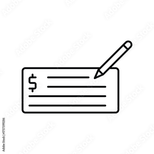 Bank Cheque thinline icon , vector, pixel perfect, illustrator file 
