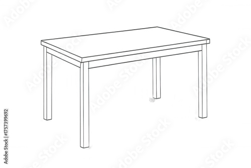 Wallpaper Mural Rectangular table outline vector illustration. Line art furniture drawing on transparent background, minimal design Torontodigital.ca