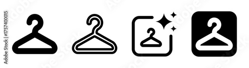 Hanger icon vector illustration featuring clothing and apparel symbol in transparent PNG format perfect for retail, laundry services, fashion, wardrobe, garment care, and shopping