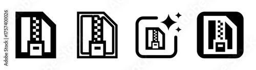 Zip file icon vector illustration featuring attachment sign in transparent PNG format ideal for digital files, data compression, documents, email attachments, cloud storage, and tech design projects