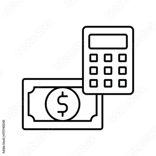Income Calculator thinline icon , vector, pixel perfect, illustrator file 
