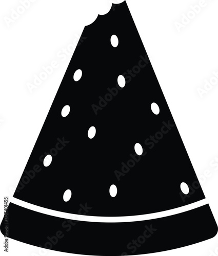 Bitten Watermelon Silhouette. Black and White Icon Design Elements on Isolated White Background