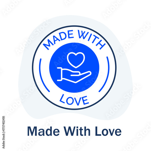 Made With Love Seal Icon - Handmade Product - Artisan Quality - Heartfelt Craft - Vector