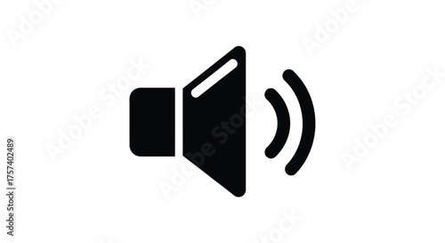 Simple black speaker icon represents sound volume loudness audio signal and music playback vector