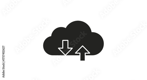Cloud computing icon with up and down arrows data transfer symbol digital technology concept vector