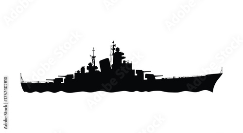 Silhouette of a powerful warship majestic naval vessel symbol of maritime strength and military might on silhouette