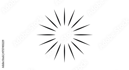 Abstract radial burst of black strokes emanating from a central white space silhouette