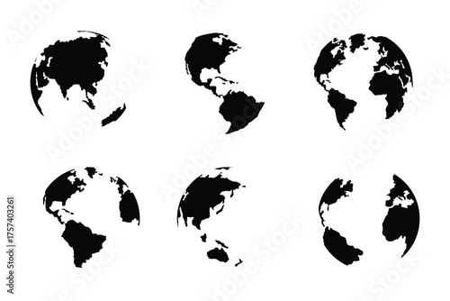 Planet icon set. Global map. Map symbol. international earth globe icon .Earth Globe icon stock vector illustration flat design. eps 10
