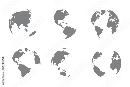 Simple black and white earth globe vector . globe icons set Explore the World Simple and Stylish Globe Icons   set . eps 10 