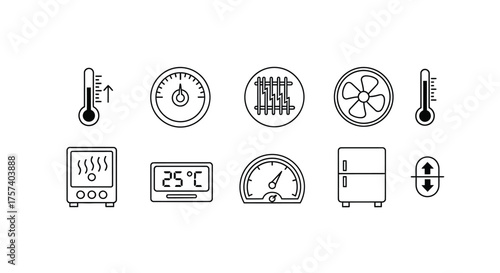 Collection of scientific and home measurement instruments hand-drawn icons for technology and data visualization vector