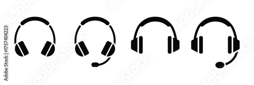 headphones vector silhouette icon . Headphone, Headset, or Earphone Element Design Music Audio Vector Icon  . eps 10 