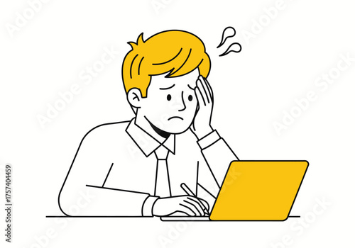 Businessman and student working on laptop computer illustration vector clip art