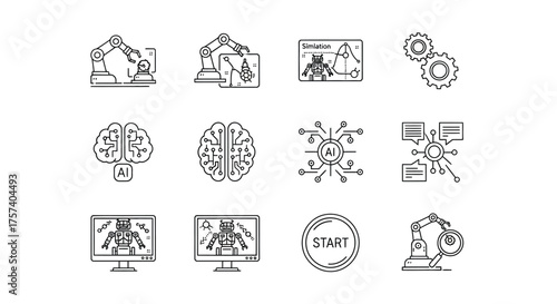 Collection of hand drawn icons representing business technology innovation and data analysis concepts vector