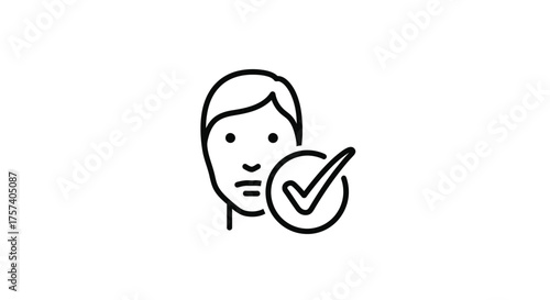 Icon representing verified identity or successful face scan for user authentication and security vector