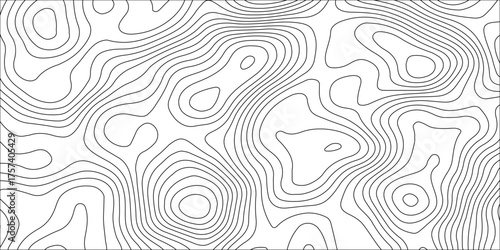 Abstract white contour wave lines topographic background, lines map seamless pattern, modern wallpaper texture and realistic design used for banner and posters, mountain relief geographic pattern.