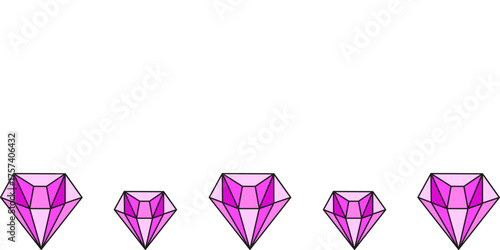 Pink vector Diamond Frame isolated white. Vector illustration of glamour pink Diamond Frame template design with Empty space for text. Perfect for jewelry poster banner cover layout. Editable EPS 10