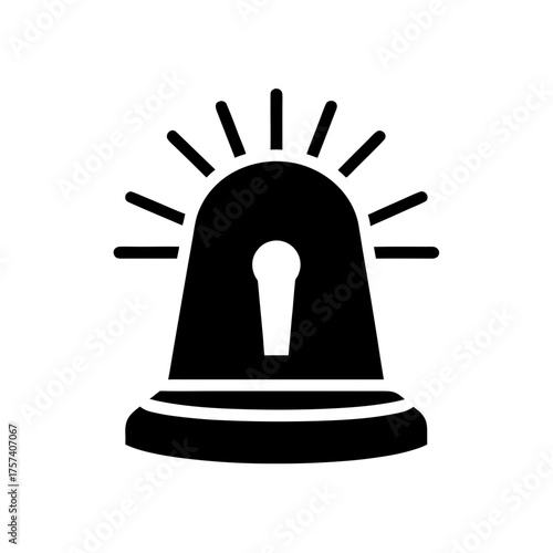 Black siren with light rays icon on transparent background silhouette