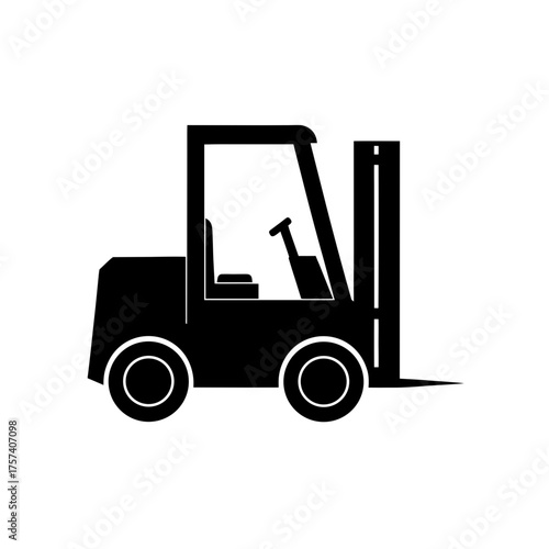 Silhouette of a forklift vehicle on transparent background