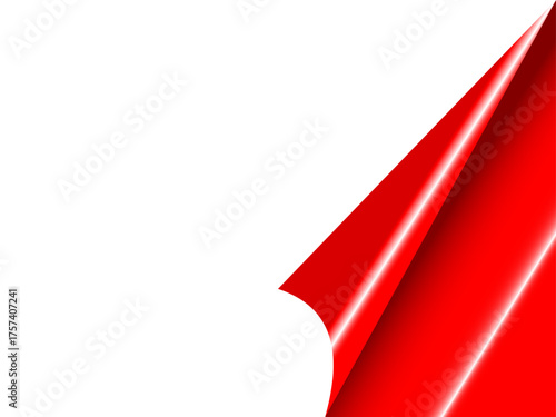 Red curly page corner curl sheet vector on white background for advertisement banner
