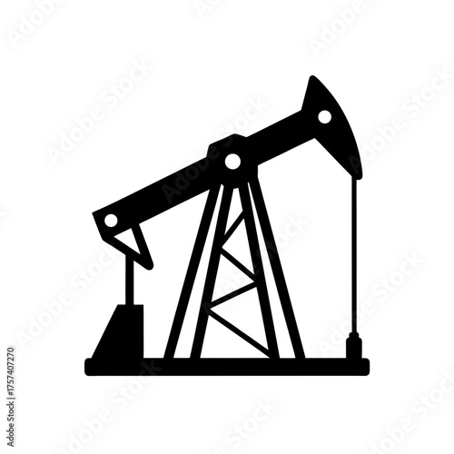 Silhouette of an oil drilling rig on transparent background