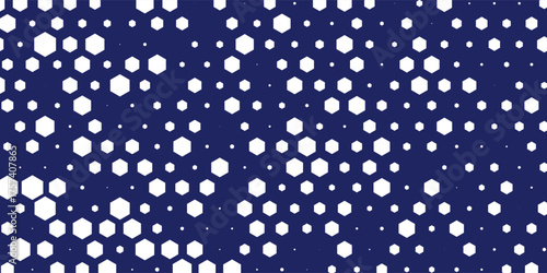 Seamless pattern with tile white polka dots on a sailor navy blue background
