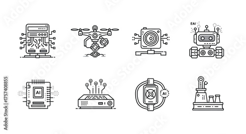 Modern technology icons collection futuristic gadgets digital devices and future concepts vector