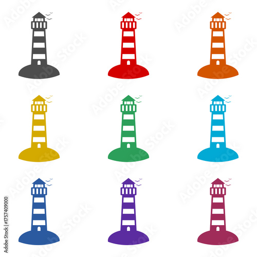 Lighthouse  icon isolated on white background. Set icons colorful