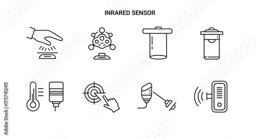 Collection of scientific laboratory icons handheld device testing equipment and measurement tools set vector