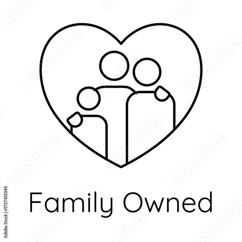 Family Owned Business Icon - Generational Company - Legacy Enterprise - Trusted Brand - Outline Vector