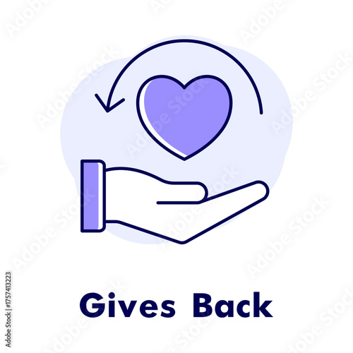  Gives Back to Community Icon - Charity Donation - Social Responsibility - Philanthropy Support - Vector