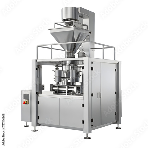 Vertical form fill seal machine isolated on transparent background