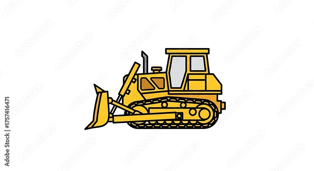 Obraz premium Yellow bulldozer construction equipment vehicle machinery tractor crawler heavy engineering work site 100