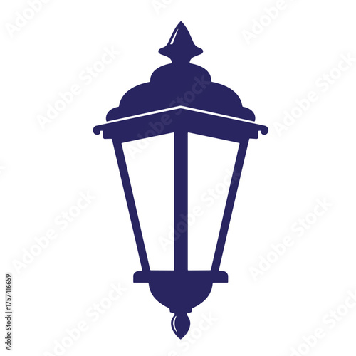 Elegant silhouette illustration of an antique decorative lamp isolated on white background