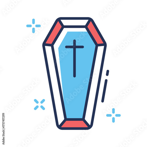 Creepy wooden coffin design, ideal for Halloween horror decorations.