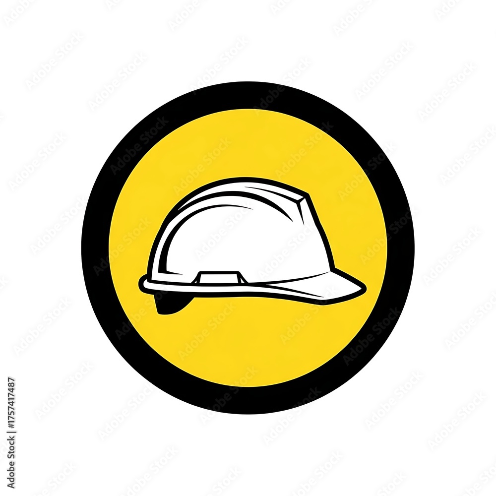 Fototapeta premium Helmet safety construction worker hardhat protection yellow circle warning equipment industry work site