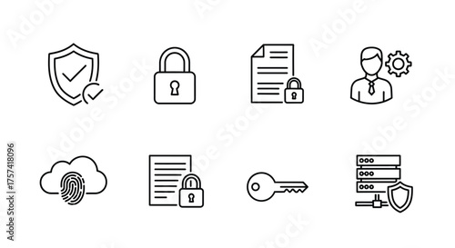 Digital security icons representing data protection privacy and access control systems vector